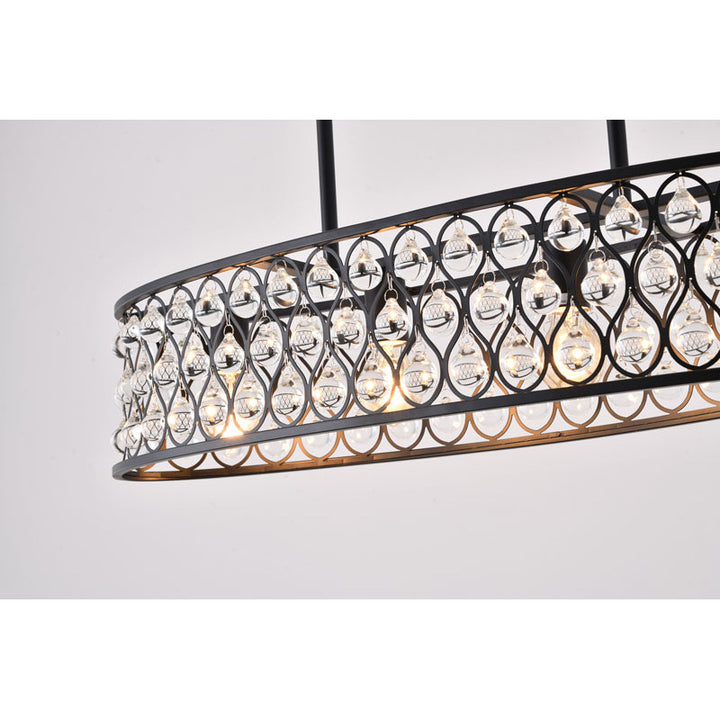 Oval Framed Chandelier with Clear Crystal Hanging Drops by Bethel - view 4
