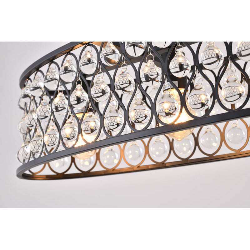 Oval Framed Chandelier with Clear Crystal Hanging Drops by Bethel - view 5