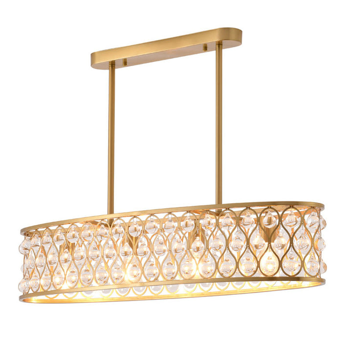 Oval Framed Chandelier with Clear Crystal Hanging Drops in Gold by Bethel