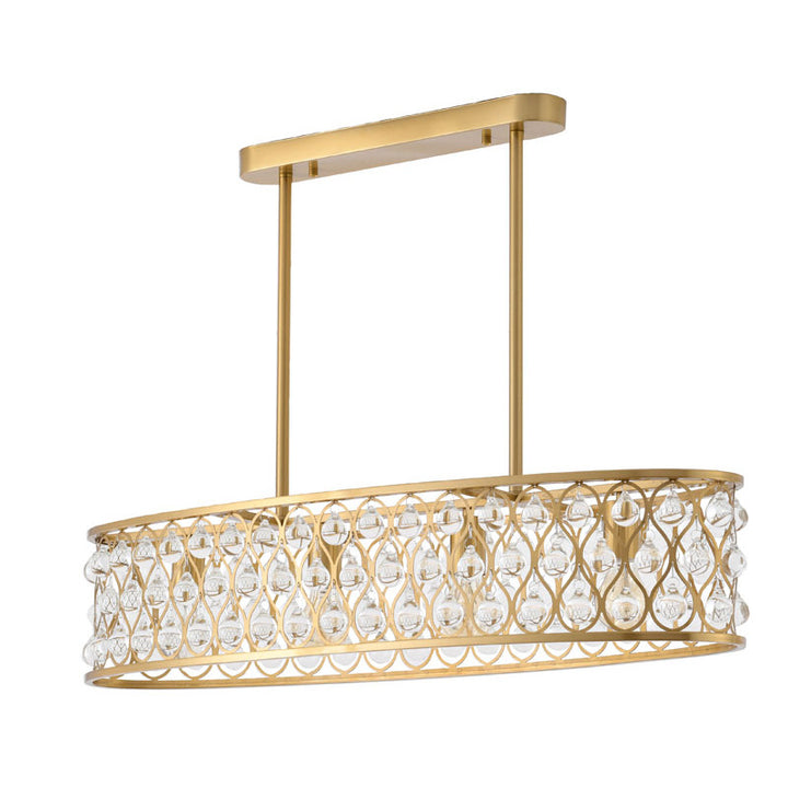 Oval Framed Chandelier with Clear Crystal Hanging Drops by Bethel - view 10