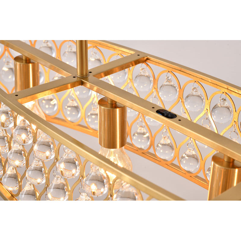 Oval Framed Chandelier with Clear Crystal Hanging Drops by Bethel - view 15