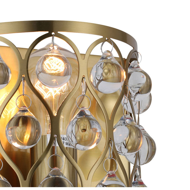 Gold Frame Wall Sconce with Clear Hanging Crystals by Bethel - view 2