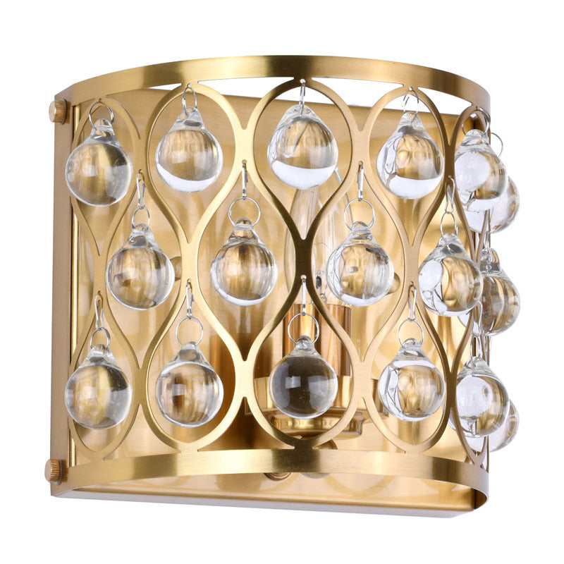 Gold Frame Wall Sconce with Clear Hanging Crystals by Bethel - view 4