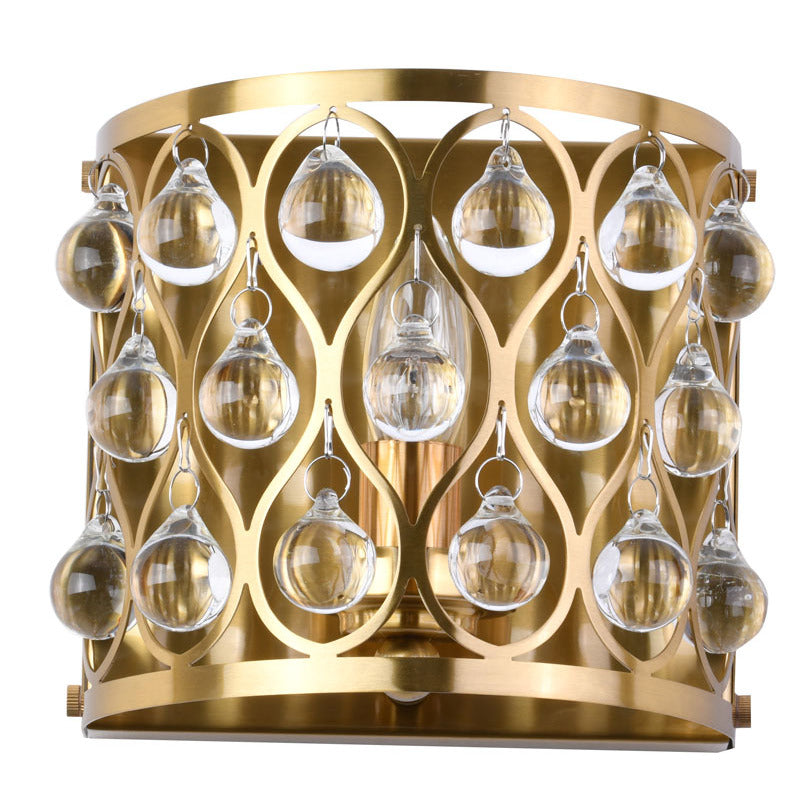 Gold Frame Wall Sconce with Clear Hanging Crystals by Bethel - view 6