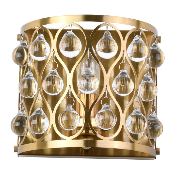 Gold Frame Wall Sconce with Clear Hanging Crystals by Bethel - view 6