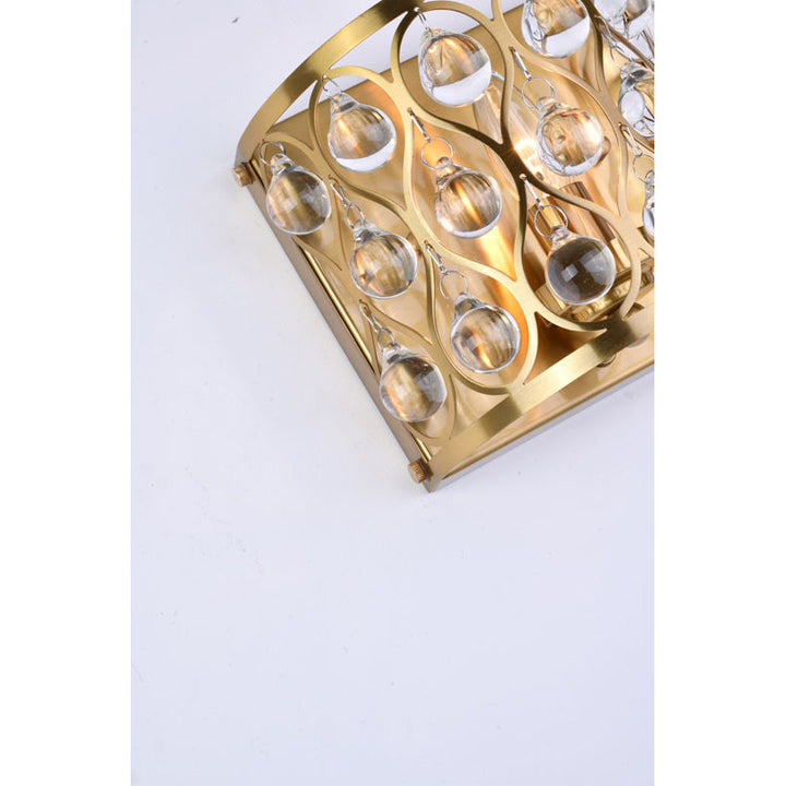 Gold Frame Wall Sconce with Clear Hanging Crystals by Bethel - view 7