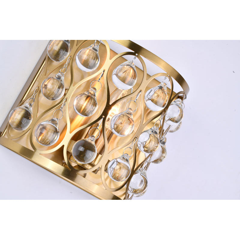 Gold Frame Wall Sconce with Clear Hanging Crystals by Bethel - view 8