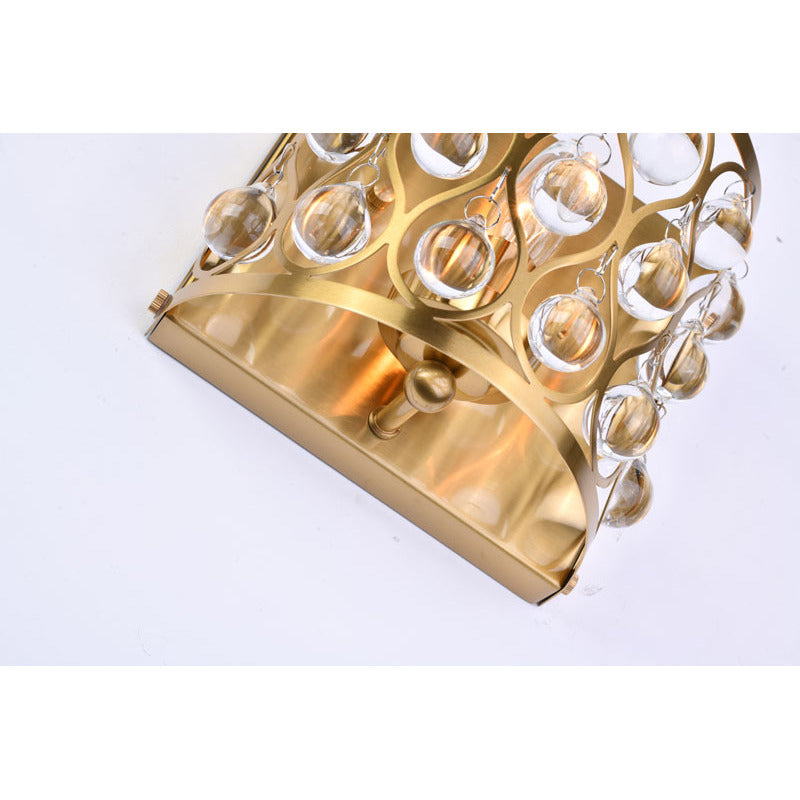 Gold Frame Wall Sconce with Clear Hanging Crystals by Bethel - view 9
