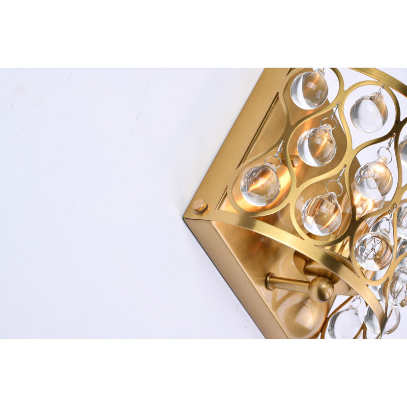 Gold Frame Wall Sconce with Clear Hanging Crystals by Bethel - view 10