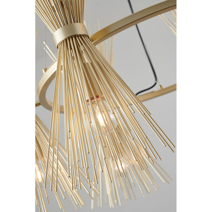 Round Gold Iron Frame Chandelier with Spiked Cone Shades by Bethel - view 7