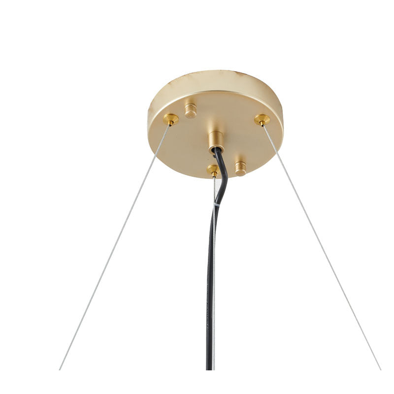 Round Gold Iron Frame Chandelier with Spiked Cone Shades by Bethel - view 9