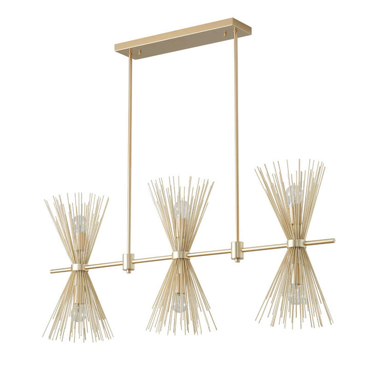 Gold Iron Chandelier with Spiked Cone Shades by Bethel - view 2