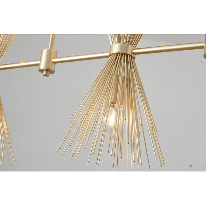 Gold Iron Chandelier with Spiked Cone Shades by Bethel - view 4