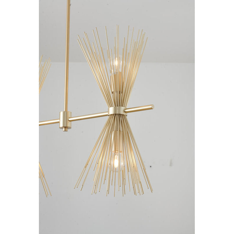 Gold Iron Chandelier with Spiked Cone Shades by Bethel - view 5