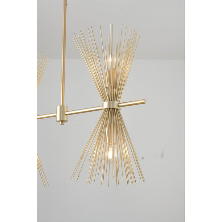 Gold Iron Chandelier with Spiked Cone Shades by Bethel - view 5