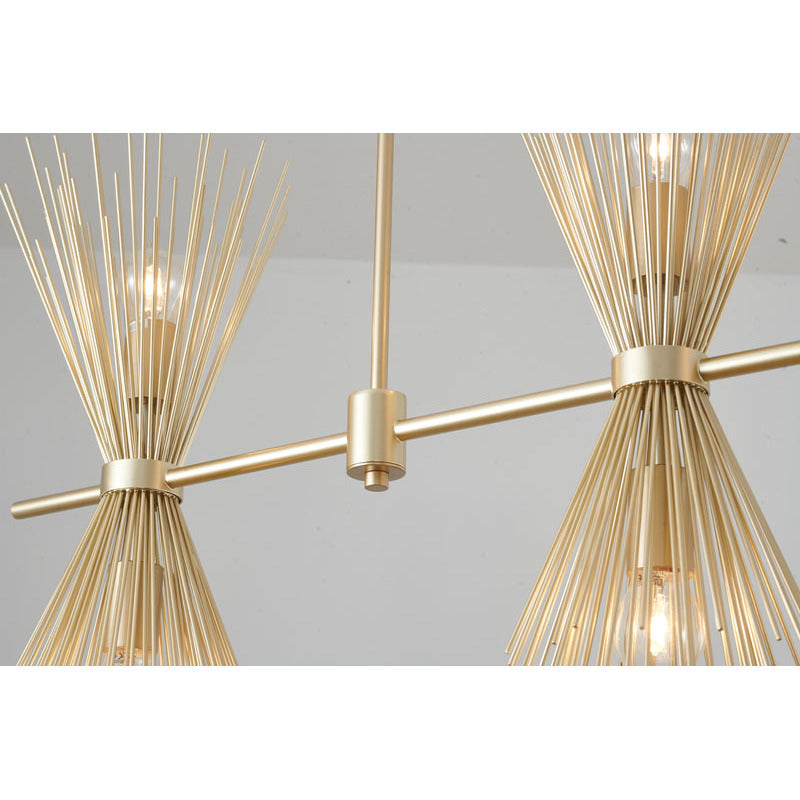 Gold Iron Chandelier with Spiked Cone Shades by Bethel - view 6
