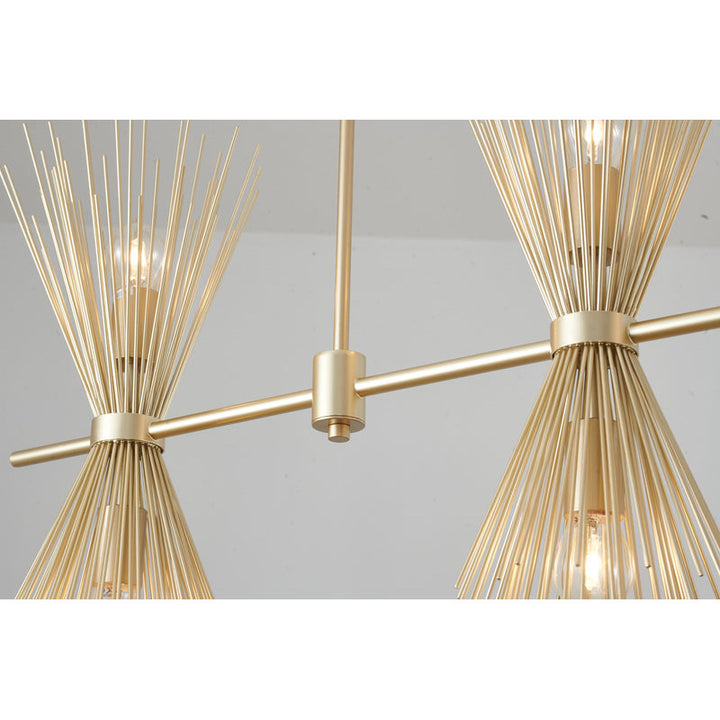 Gold Iron Chandelier with Spiked Cone Shades by Bethel - view 6
