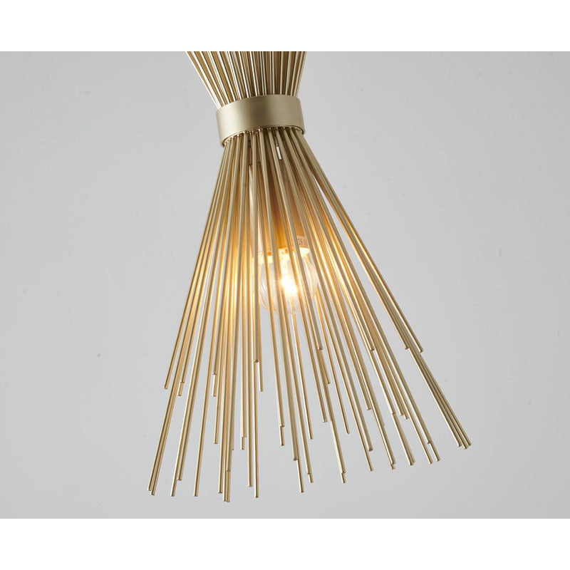 Gold Iron Pendant with Spiked Cone Shade by Bethel - view 4