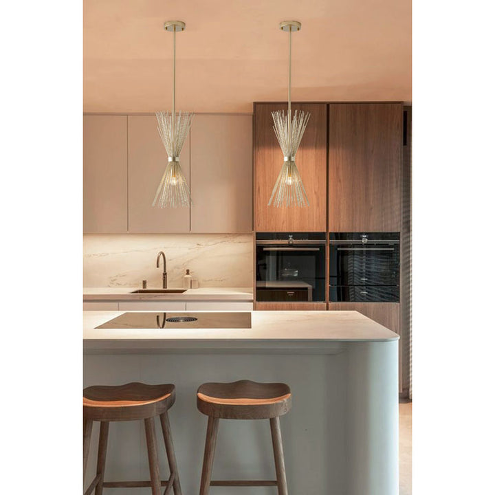 Gold Iron Pendant with Spiked Cone Shade by Bethel - view 6