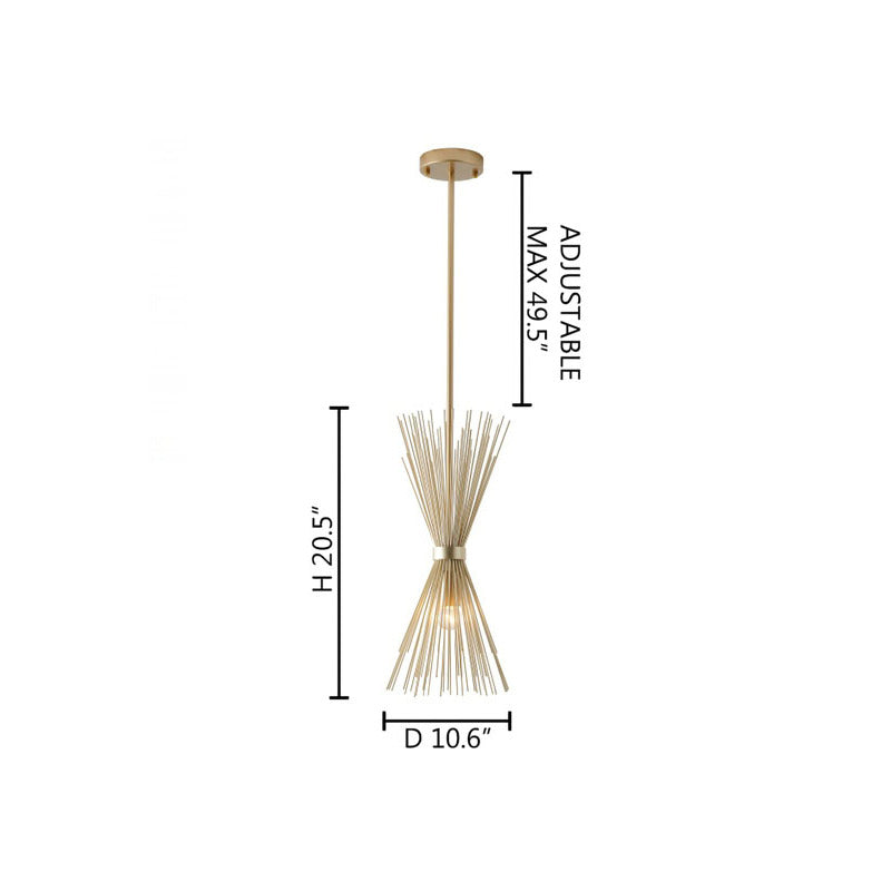 Gold Iron Pendant with Spiked Cone Shade by Bethel - view 8
