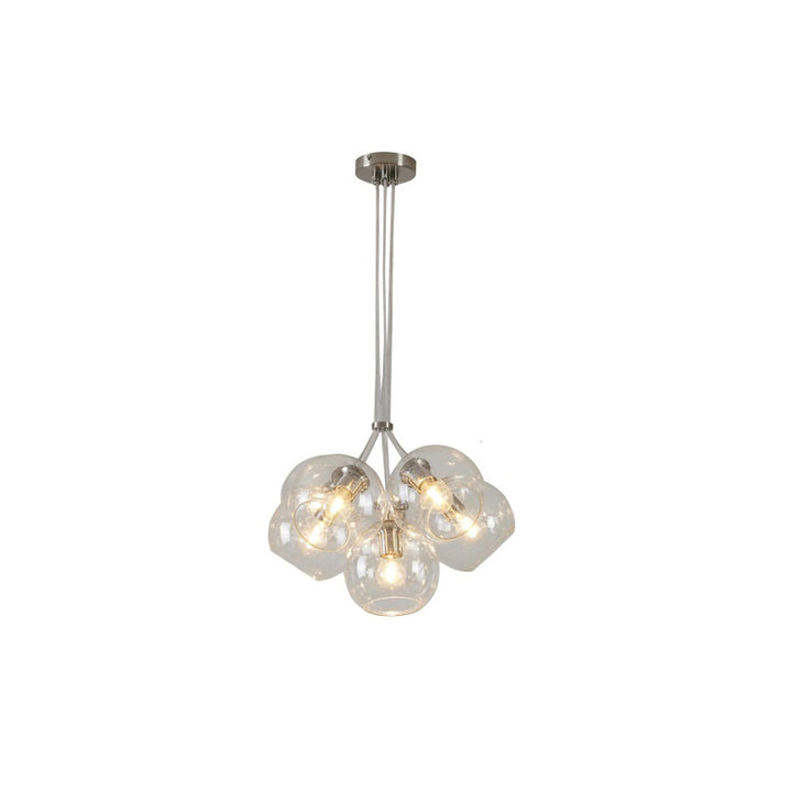 Frame Chandelier with Glass Globe Shades in Satin Nickel by Bethel