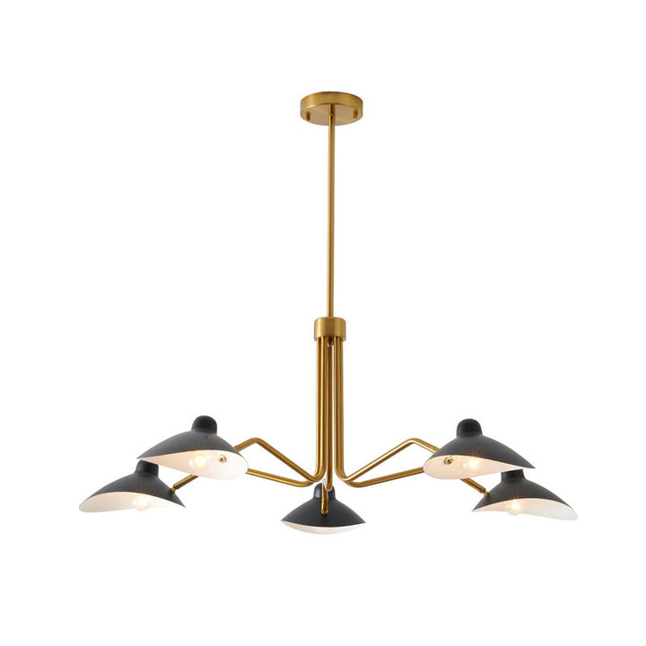 Gold Frame Chandelier with Matte Black Shades by Bethel
