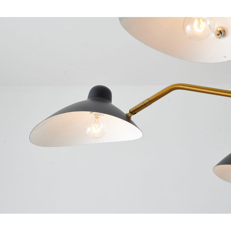 Gold Frame Chandelier with Matte Black Shades by Bethel - view 3