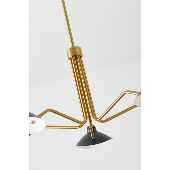 Gold Frame Chandelier with Matte Black Shades by Bethel - view 4