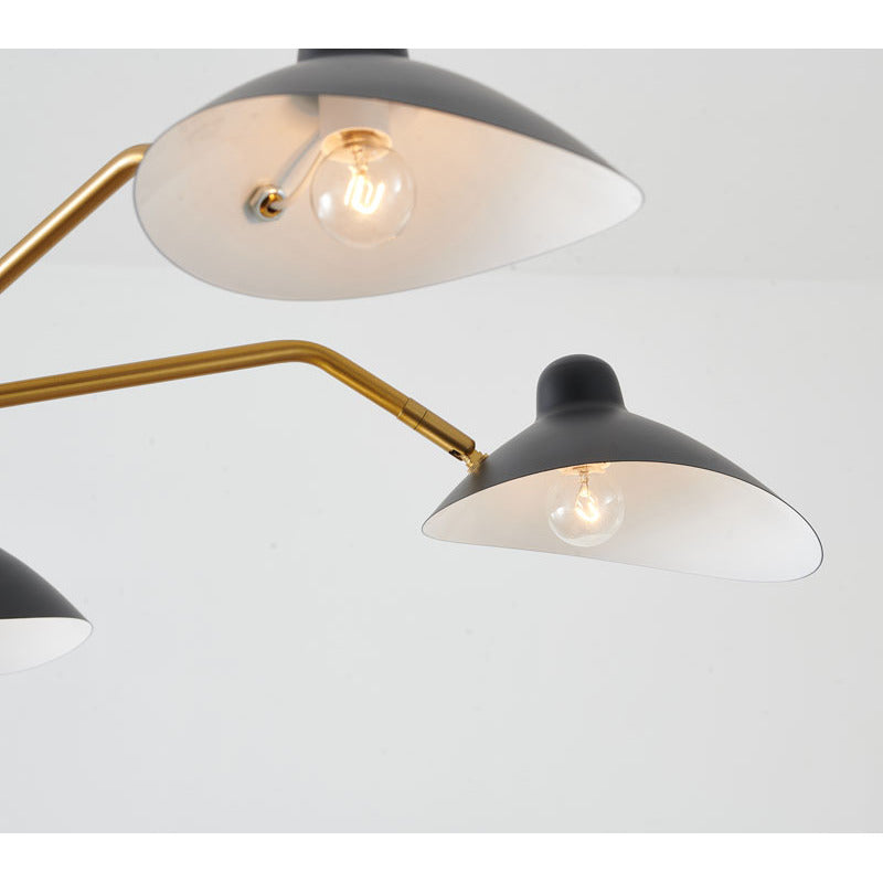 Gold Frame Chandelier with Matte Black Shades by Bethel - view 5