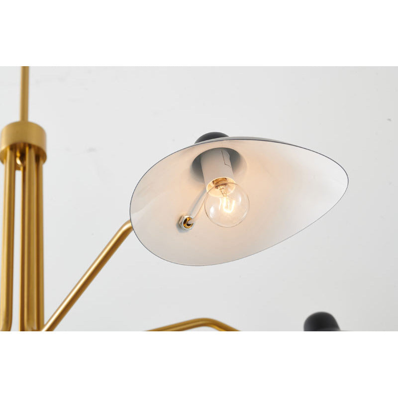 Gold Frame Chandelier with Matte Black Shades by Bethel - view 6