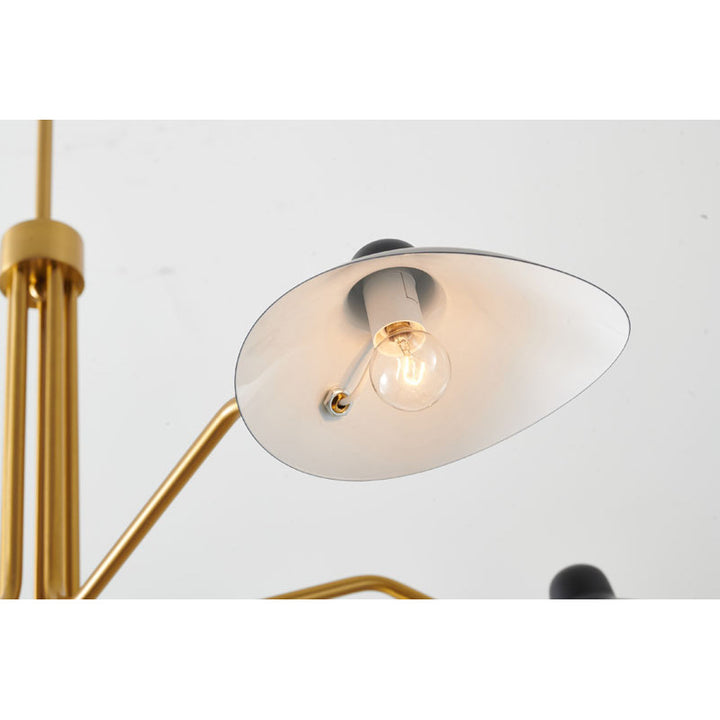 Gold Frame Chandelier with Matte Black Shades by Bethel - view 6