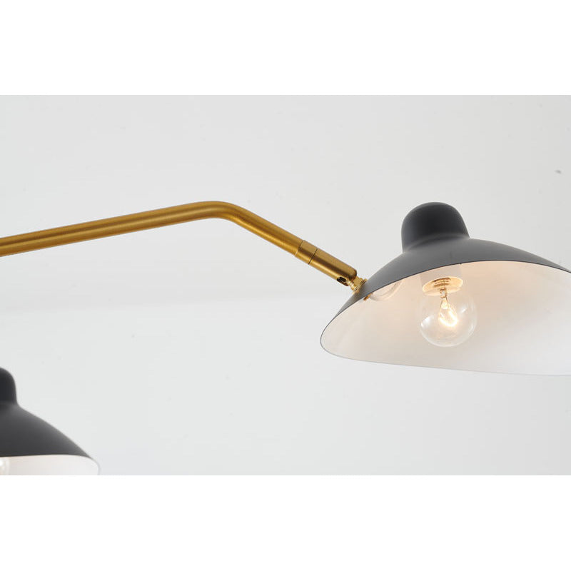 Gold Frame Chandelier with Matte Black Shades by Bethel - view 7