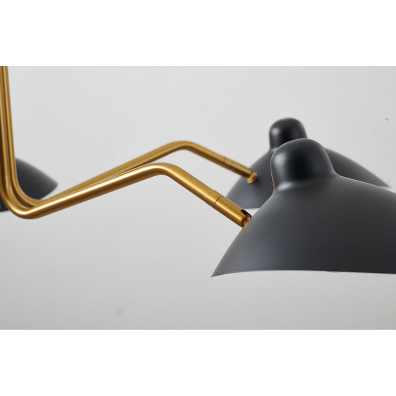 Gold Frame Chandelier with Matte Black Shades by Bethel - view 9