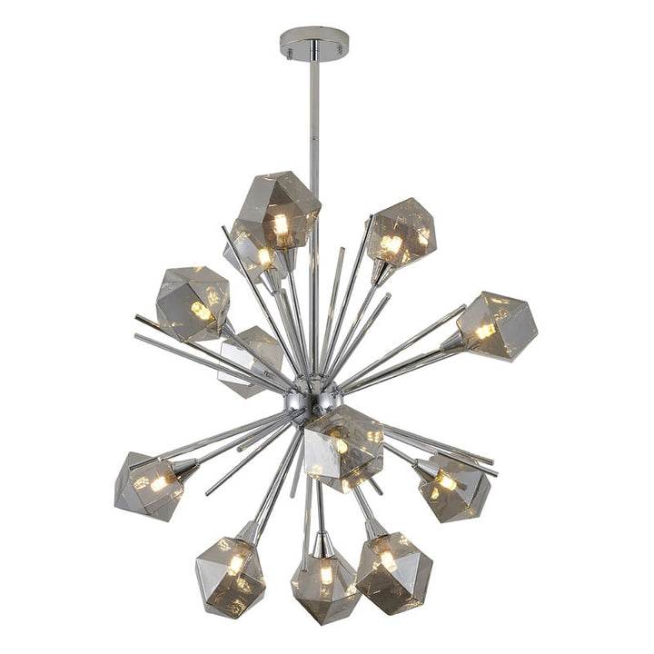 Sputnik Frame Chandelier with Glass Shades in Chrome by Bethel