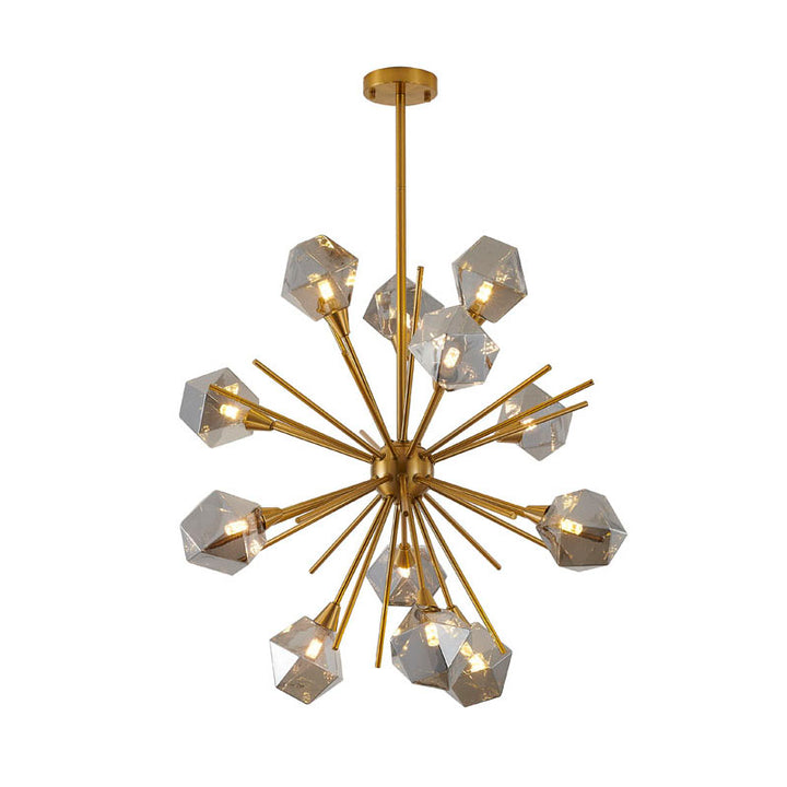 Sputnik Frame Chandelier with Glass Shades in Gold by Bethel