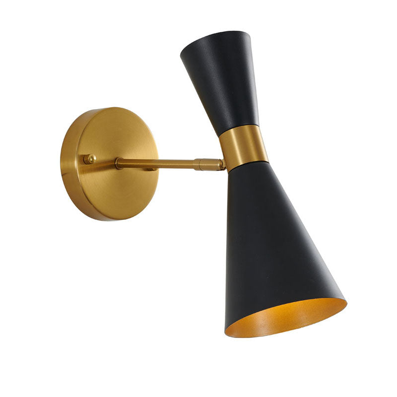 Gold Frame Wall Sconce with Sand Black Cone Shade by Bethel - view 2