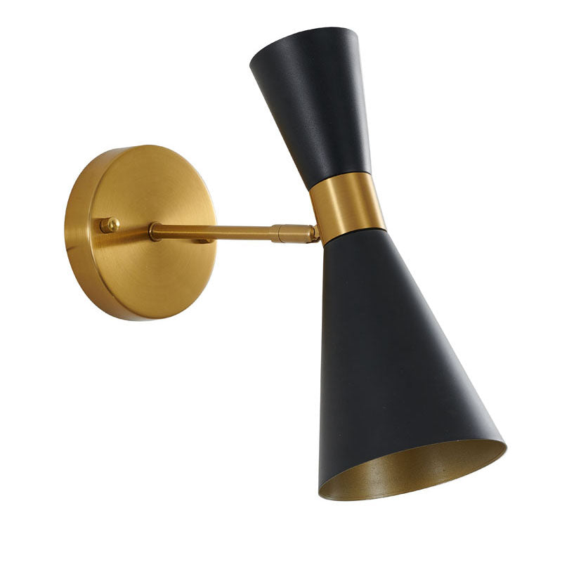 Gold Frame Wall Sconce with Sand Black Cone Shade by Bethel - view 3