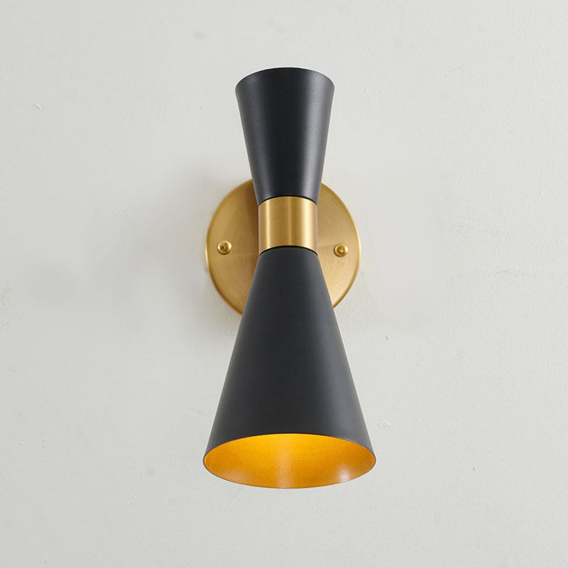 Gold Frame Wall Sconce with Sand Black Cone Shade by Bethel - view 4