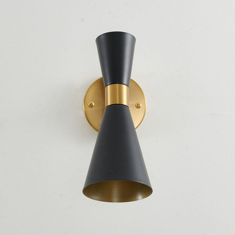 Gold Frame Wall Sconce with Sand Black Cone Shade by Bethel - view 5