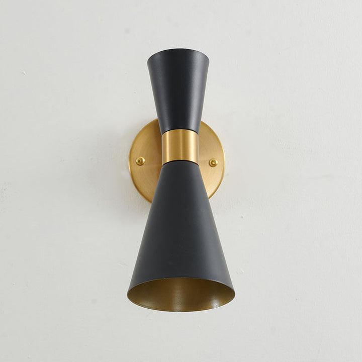 Gold Frame Wall Sconce with Sand Black Cone Shade by Bethel - view 5