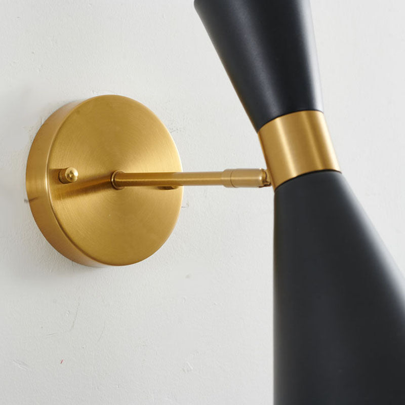 Gold Frame Wall Sconce with Sand Black Cone Shade by Bethel - view 6