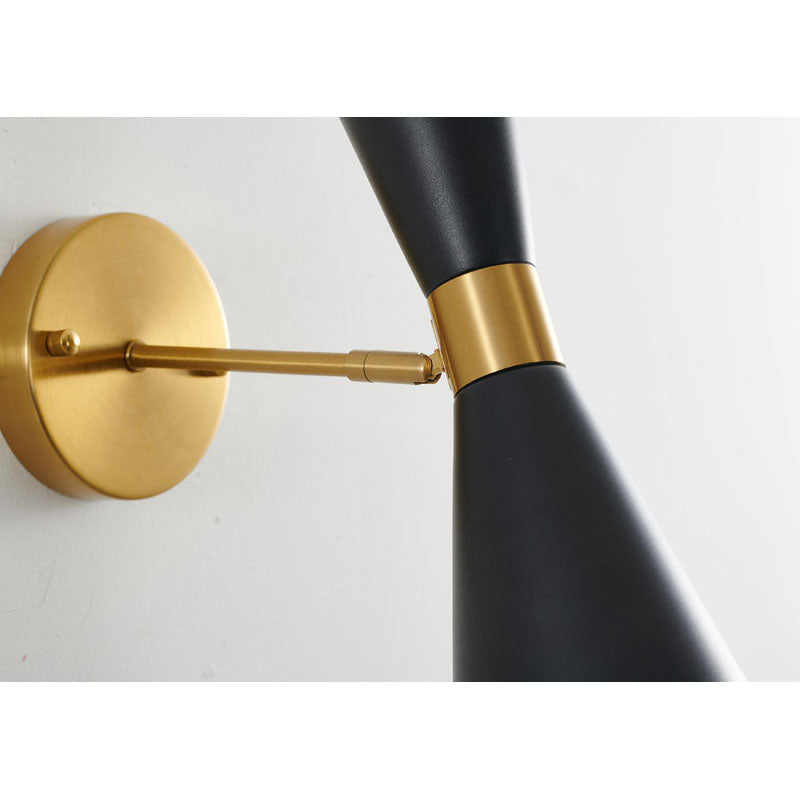 Gold Frame Wall Sconce with Sand Black Cone Shade by Bethel - view 7