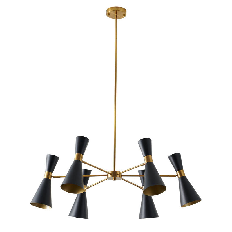 Gold Frame Chandelier with Sand Black Cone Shade by Bethel - view 2