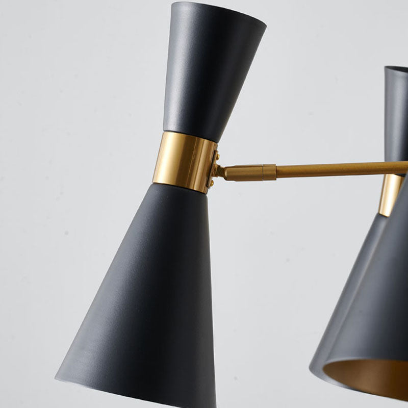 Gold Frame Chandelier with Sand Black Cone Shade by Bethel - view 3