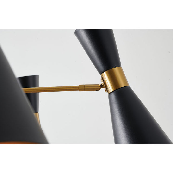 Gold Frame Chandelier with Sand Black Cone Shade by Bethel - view 5