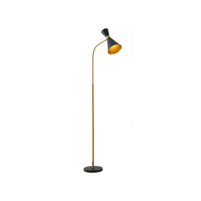 Black Frame Floor Lamp with Gold Hardware by Bethel