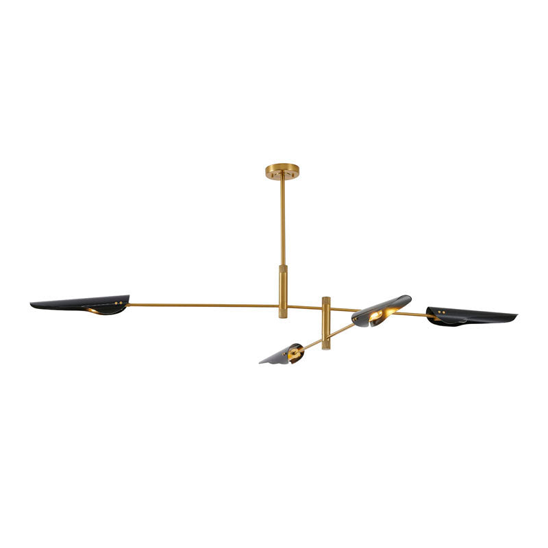 Metal Frame Chandelier with Shades in Brass by Bethel