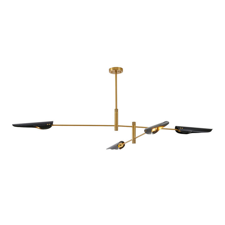 Metal Frame Chandelier with Shades in Brass by Bethel