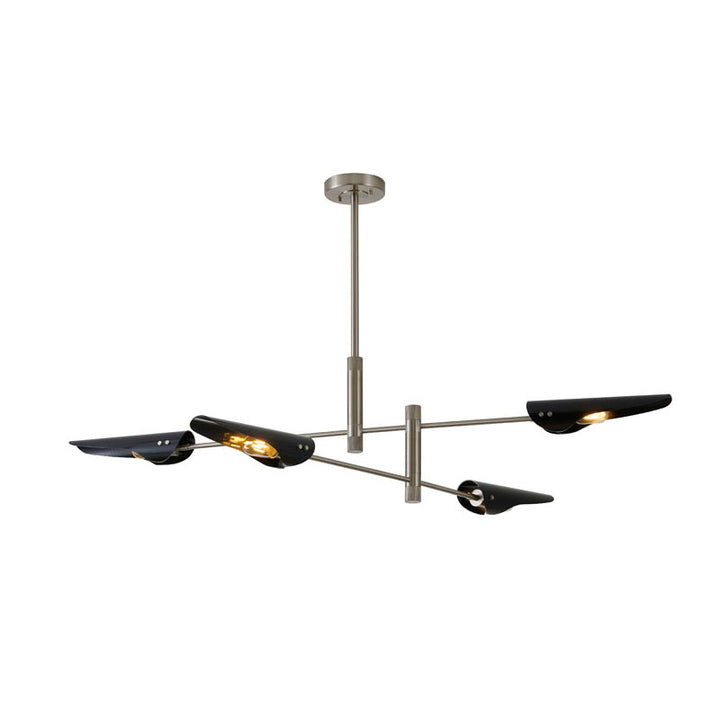 Metal Frame Chandelier with Shades in Satin Nickel by Bethel