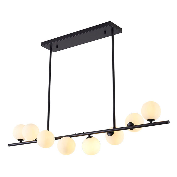 Frame Chandelier with Spiral Glass Shades in Black by Bethel